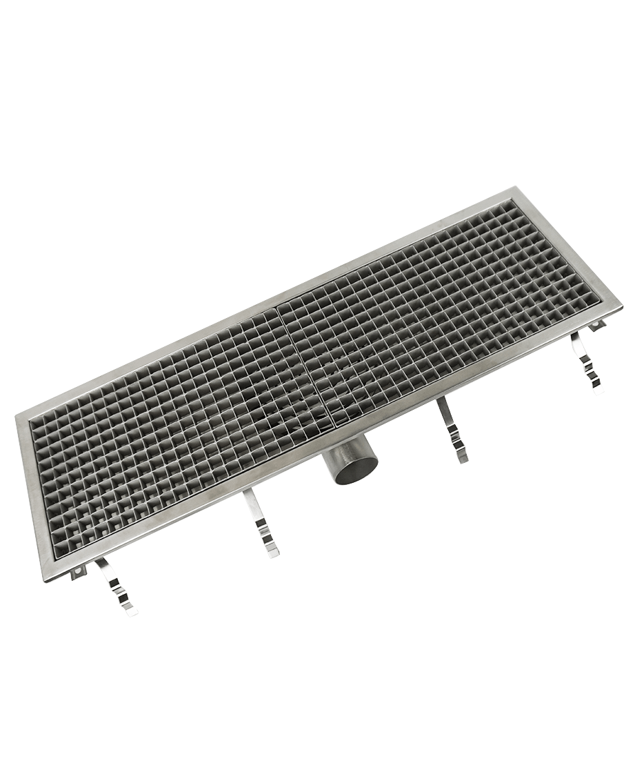 Bodenablauf 927 x 300 mm aus Edelstahl AISI 304 mit 74 mm Anschluss