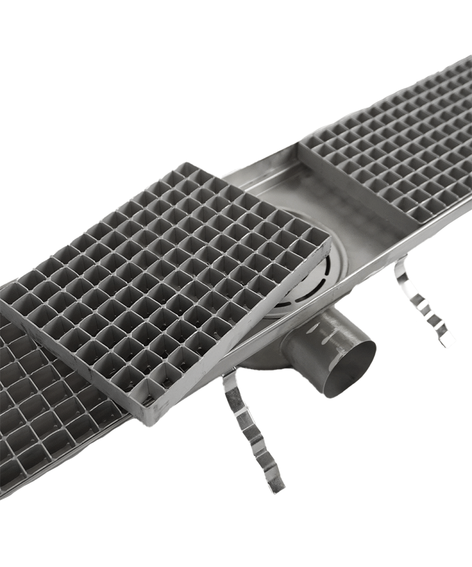 140 mm Höhe und 10 kg. Für professionelle Entwässerung.