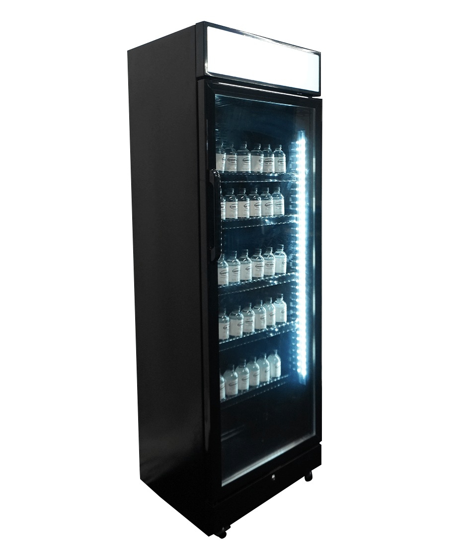 Glastürkühlschrank SVE-450 BLC in Schwarz mit Canopy