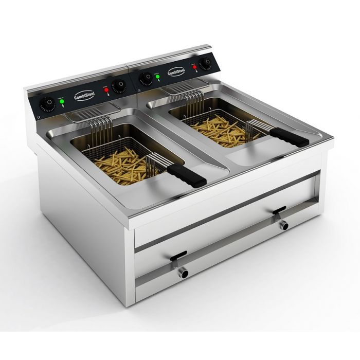 gastro gerät | gewerbegerät | profi küchengerät | Tischfriteuse | Doppelfritteuse | Edelstahl Fritteuse