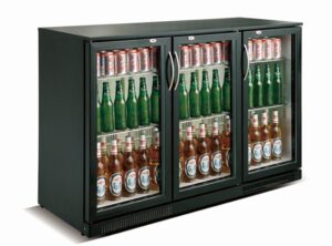 Barkühler Schwarz mit 3 Türen für Gastronomie und Gewerbe