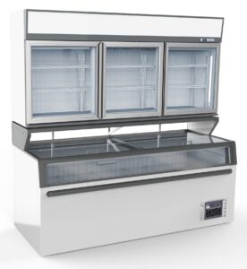 Wandtiefkühlung Weiß mit 3 Glastüren für Gastronomie und Verkauf