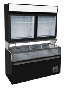 Wandtiefkühlung Schwarz mit 2 Glastüren für Gastronomie und Verkauf