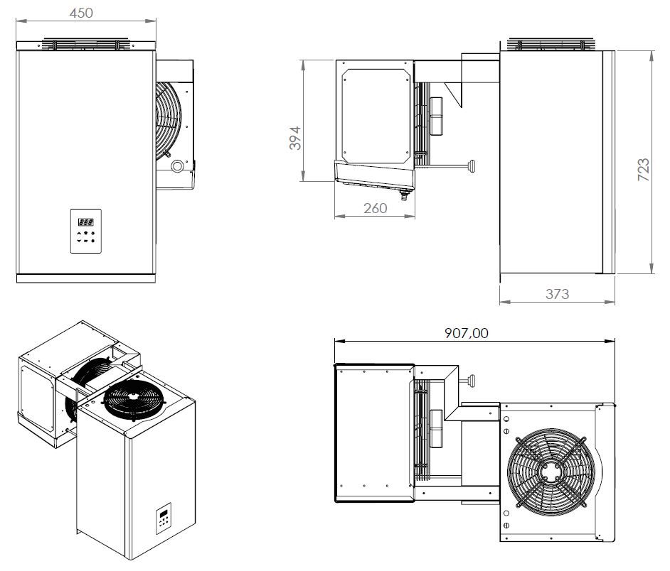 Wandaggregat | Tiefkühlzellen Aggregat | Kühl- und Tiefkühlzellen | R 290 | 230 V