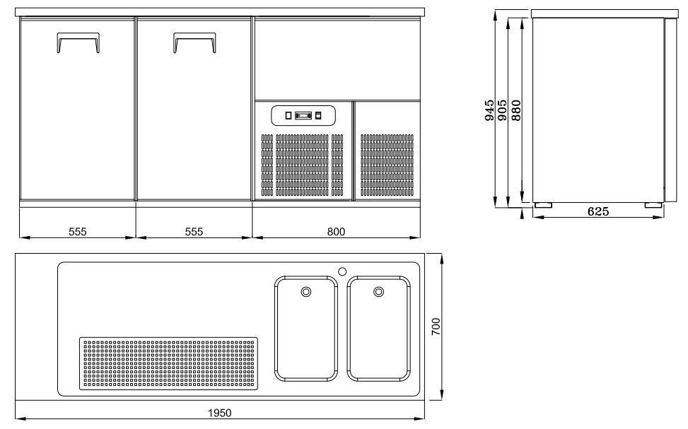 Gastro Gerät | Gewerbegerät | Profi Küchengerät | Getränkekühlung | Biertheke | steckerfertig | Edelstahl 430 | automatische Abtauung