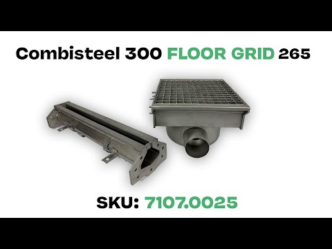 Robuster Edelstahl Bodenablauf 300x265 mit 2 Ausgängen für Schlitzrinnen. Aus Edelstahl AISI 304
