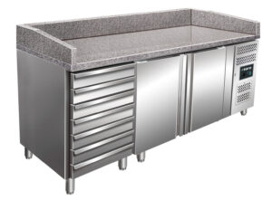 SARO Pizzatisch, 2 Türen + 7 Schubladen, Modell MARGA PZ 2610 TN - SARO Artikel 323-10921