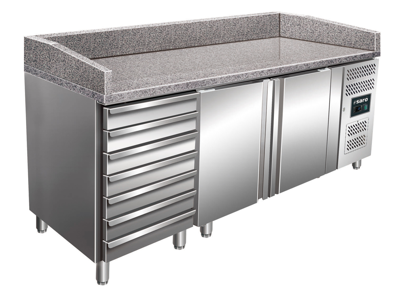 SARO Pizzatisch, 2 Türen + 7 Schubladen, Modell MARGA PZ 2610 TN - SARO Artikel 323-10921