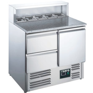 SARO Pizzatisch, 1 Tür + 2 Schubladen, mit Aufsatz, Modell EPS 900 1/2 - SARO Artikel 465-1045