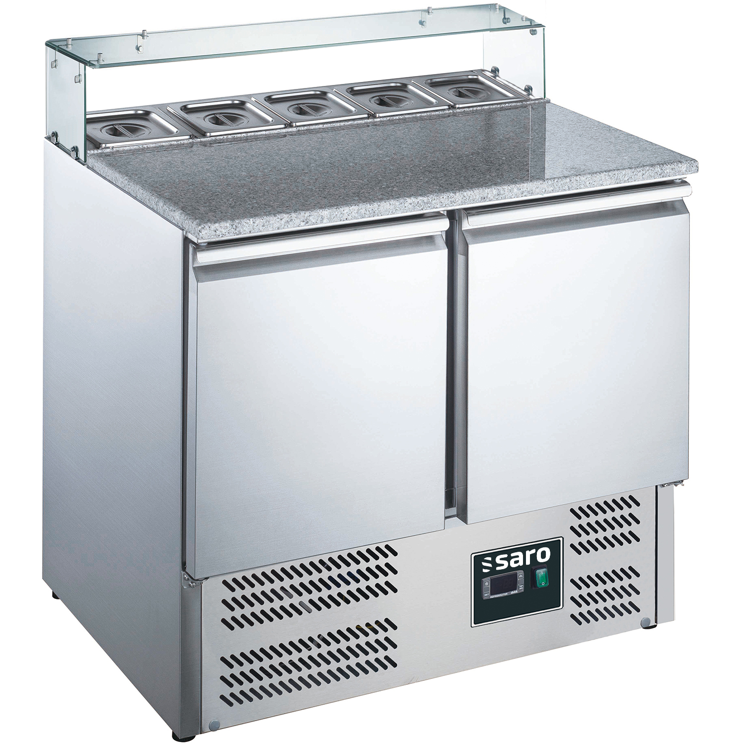 SARO Pizzatisch, 2 Türen, Glasaufsatz, Modell EPS 900G - SARO Artikel 465-1060