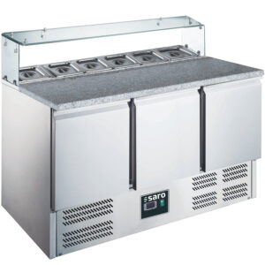 SARO Pizzatisch, 3 Türen, Glasaufsatz, Modell EPS 903 G - SARO Artikel 465-1065