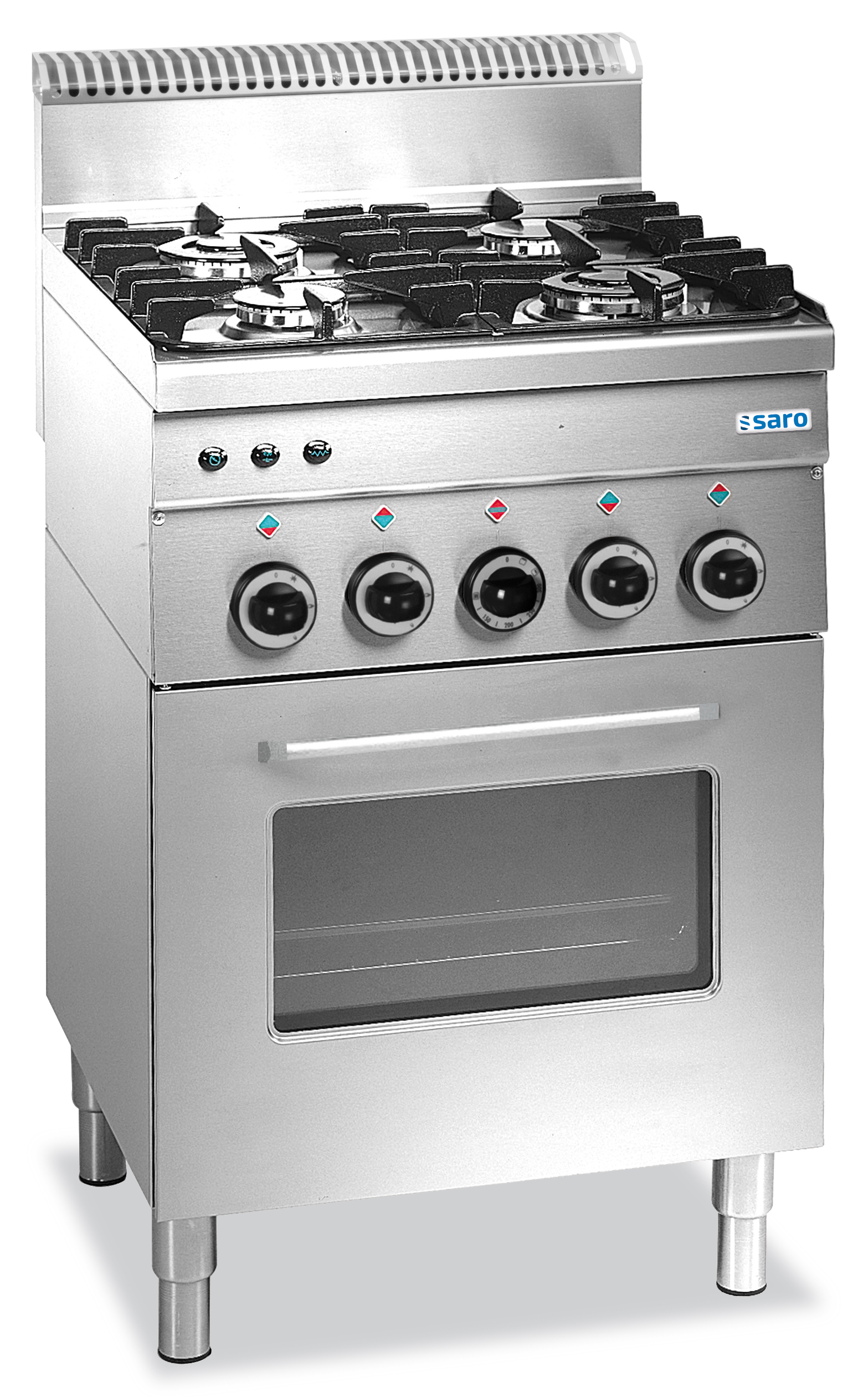 SARO Gasherd mit Gasbackofen, 4 Brenner 600 Line Modell G4SF6 - SARO Artikel 504-1000