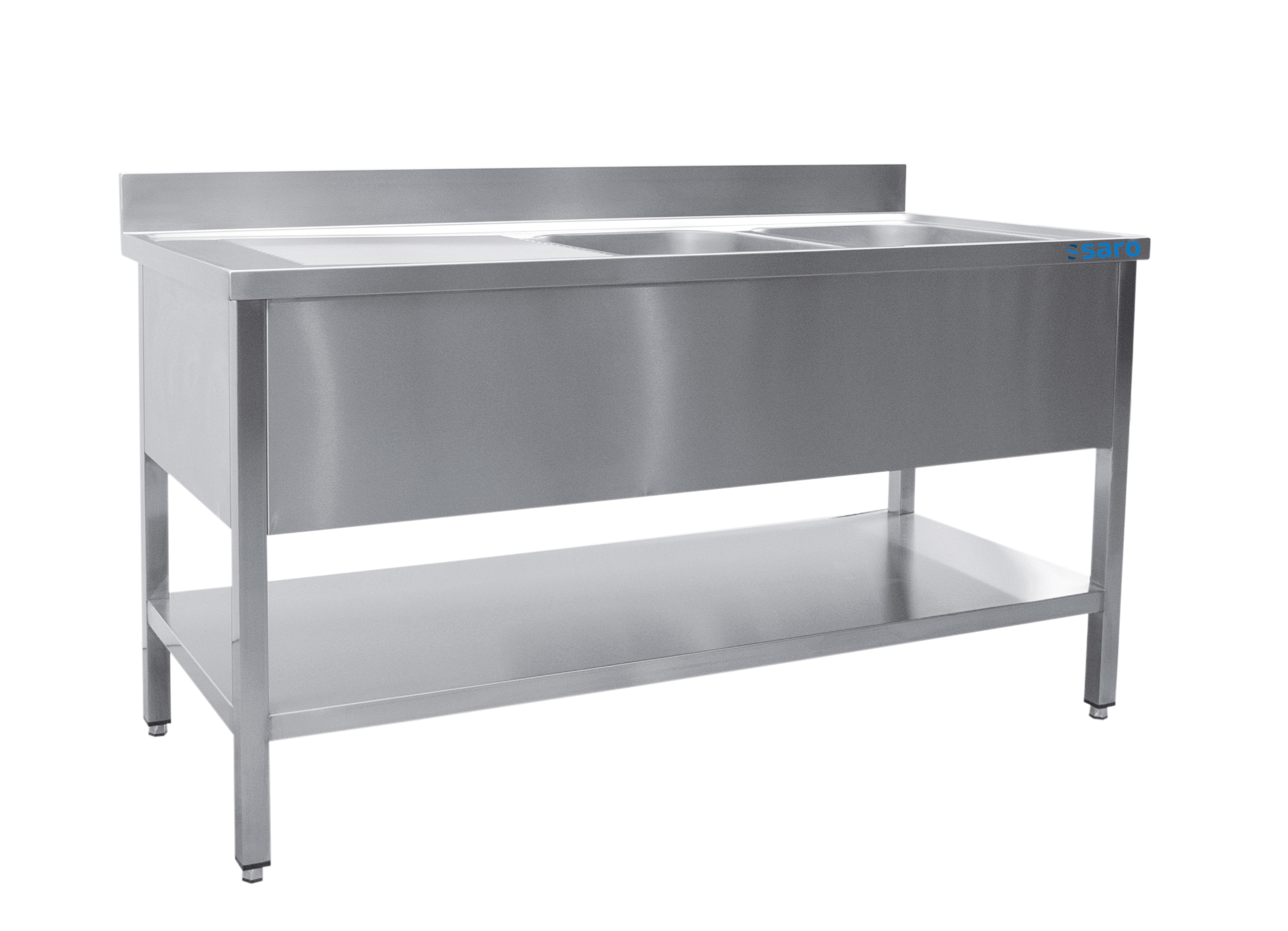 SARO Spültisch 2 Becken, rechts - B 1400 x T 600 mm - SARO Artikel 600-2540R