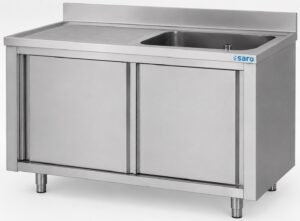 SARO Spülschrank mit Schiebetüren 1400mm, 1 Becken rechts - SARO Artikel 700-2725