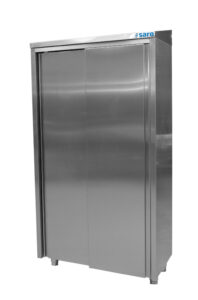 SARO Edelstahlhochschrank 2 Schiebetüren, Breite 1000mm - SARO Artikel 700-4010