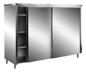 SARO Edelstahl-Lagerschrank mit Schiebetüren AISI 430, Flachdach, 1200x600 mm - SARO Artikel 700-8075