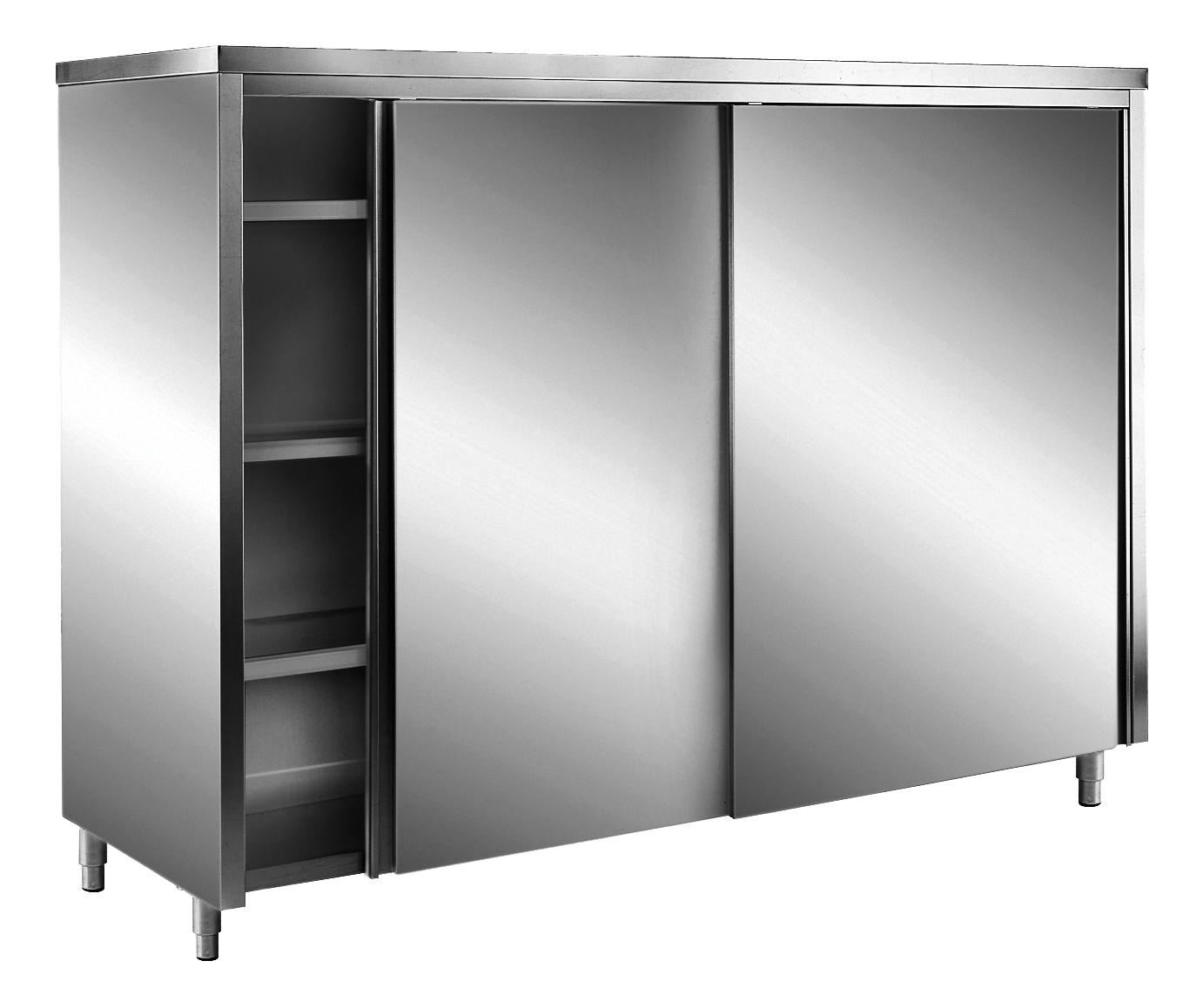 SARO Edelstahl-Lagerschrank mit Schiebetüren AISI 430, Flachdach, 1200x600 mm - SARO Artikel 700-8075