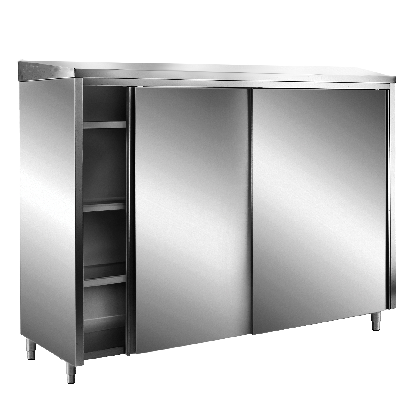 SARO Edelstahl-Lagerschrank mit Schiebetüren AISI 430, Schrägdach, 1400x600 mm - SARO Artikel 700-8140