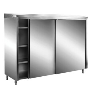 SARO Edelstahl-Lagerschrank mit Schiebetüren AISI 430, Schrägdach, 1600x600 mm - SARO Artikel 700-8145