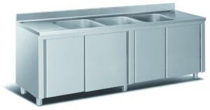 Edelstahl-Spültisch – geschlossener Dreifachspültisch von ArtSteel