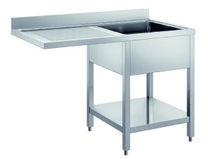 Edelstahl-Spültisch – offen, Einzelbecken links oder rechts von ArtSteel