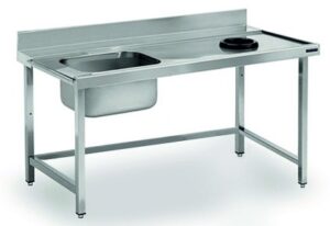Edelstahl-Spültisch – offen, Einzelbecken und Ausschnitt links oder rechts von ArtSteel