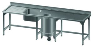 Edelstahl-Spültisch – Spüleneinheit mit Abfallbehälter und Abtropffläche von ArtSteel