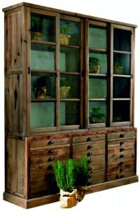 Hoher Holz-Vitrinenschrank von ArtSteel
