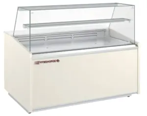 Kühltheke – Bedientheke mit Umluftkühlung, hohem Glasaufbau, Glaszwischenboden und gekühltem Unterbau – 1.025 bis 1.985 mm