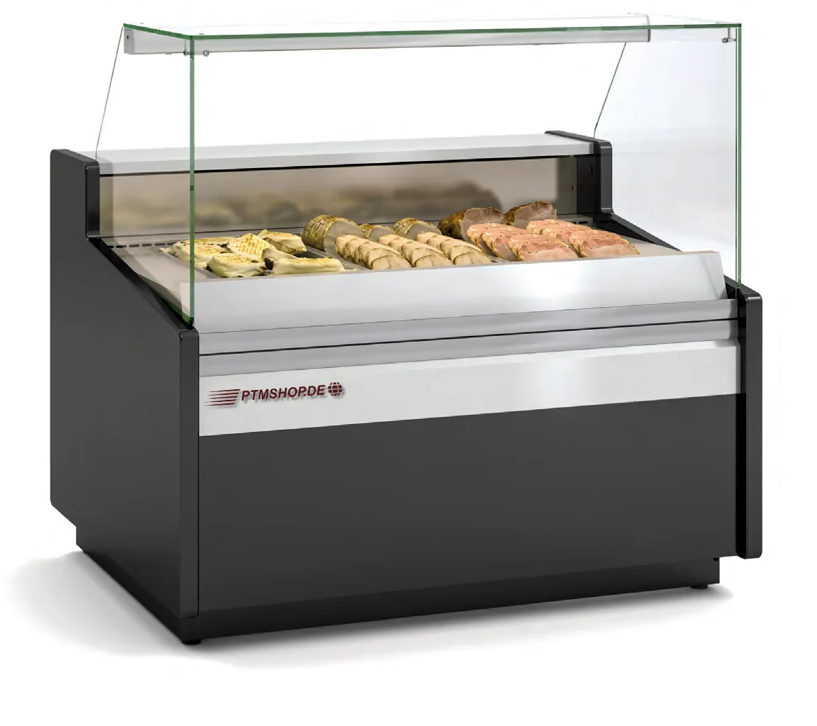 Bain-Marie-Warmtheke mit GN-1/1-Becken und Edelstahl-Oberdekor – 1.025 bis 2.465 mm