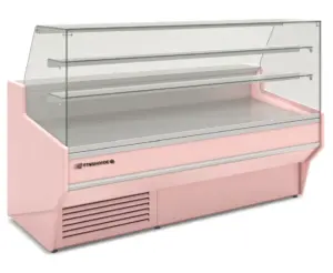 Bedientheke mit stiller Kühlung, zwei beleuchteten Glasablagen und wählbarer Frontscheibe – 1.025 bis 2.945 mm, Höhe 1.300 mm