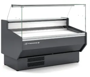 Bedientheke mit stiller Kühlung, zweiteilig gerader Frontscheibe und weißer RAL-9003-Warenauslage – 1.025 bis 2.945 mm