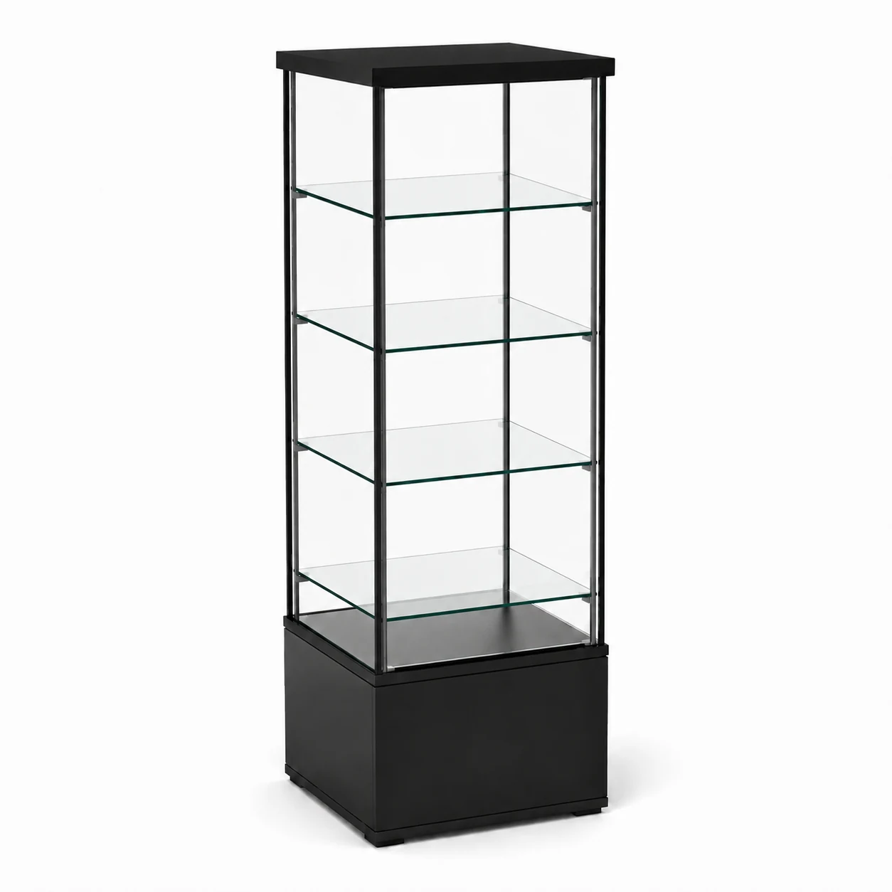 Präsentationsvitrine mit Glasablagen – 700 × 700 × 1.850 mm
