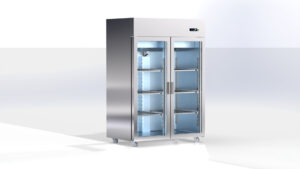 Edelstahl-Tiefkühlschrank – Inox – Gastroline GN 2/1, 2-türig von ArtSteel