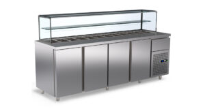 Salat-Kühlvitrine – Saladette Line 70 – gekühlte Saladette mit Aufsatzvitrine von ArtSteel