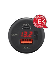 RAM Mounts Dual USB-Einbaucharger mit offenen Kabelenden, LED-Anzeige u. Taster, Kabellänge 200 mm - USB-A / USB-C