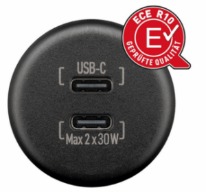 RAM Mounts Dual USB-Einbaucharger mit offenen Kabelenden, 2x 30W, Kabellänge 200 mm - USB-C / USB-C