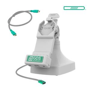 RAM Mounts GDS Uni-Conn Stand-Dockingstation - Dreh- & Schwenkbar - USB-C & Dual USB-A-Anschluss - Hellgrau