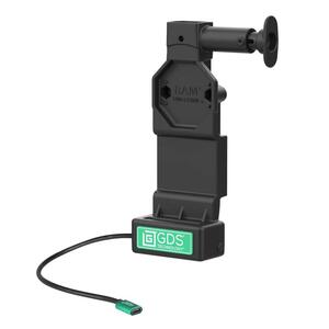 RAM Mounts GDS Uni-Conn Ladedock mit Entriegelungsknopf - 2-Loch AMPS - USB-C-Anschluss - Schrauben-Set