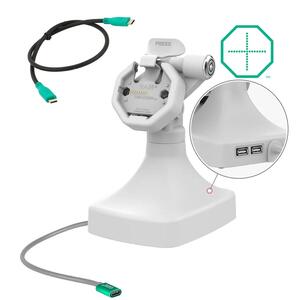 RAM Mounts GDS Uni-Conn Stand-Dockingstation mit Schlüsselverriegelung (Rechts) - Dreh- & Schwenkbar - USB-C & Dual USB-A-Anschluss - Rückseitige Pogo-Pads - Grau