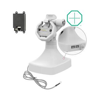 RAM Mounts GDS Uni-Conn Stand-Dockingstation mit Schlüsselverriegelung (Rechts) - Dreh- & Schwenkbar - RJ45-Anschluss & Dual USB-A - PoE (Power over Ethernet) - Rückseitige Pogo-Pads - Grau